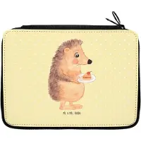 Mr. & Mrs. Panda Etui Igel Kuchenstück - Gelb Pastell - Geschenk, Lustige Sprüche, Federmäppchen, Einladung Party, Geburtstagskuchen, Kuchen, Bleistiftetui, Federmappe