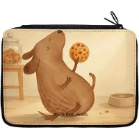 Mr. & Mrs. Panda Federmappe Hund Keks Design - Weiß - Geschenk, Leckerli, Federmäppchen, Hundeleckerli, Mäppchen, Schlampermäppchen, Sprüche, Schreibmappe, Etui, Hungrig