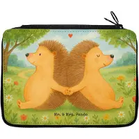 Mr. & Mrs. Panda Etui Igel händchenhaltend Design - Weiß - Geschenk, Mäppchen, Stifteetui, Federmäppchen, Verknallt, Federmappe, Freundin, Schlampermäppchen, Love