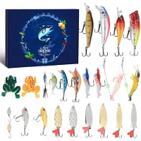 Welikera Angel-Adventskalende, 24-tägiger Countdown für Angler mit Überraschungen, ideal für Männer und Teenager, Perfektes Weihnachtsgeschenk