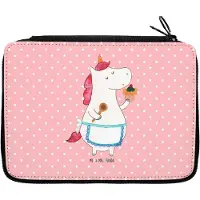 Mr. & Mrs. Panda Federtasche Einhorn Küche - Rot Pastell - Geschenk, Schreibmappe, Kuchen, Federmäppchen, Mäppchen, Unicorn, Träumen, Schlampermäppchen, Muffin, Torte