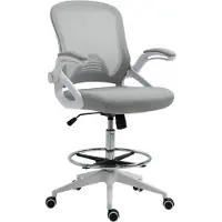 Dopwii Bürosessel, Schreibtischstuhl, Stehfunktion, mit Fußablage, drehbarer Sitz, Stahl, schwarz, 64 x 60 x 106-126cm