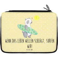 Mr. & Mrs. Panda Federmäppchen Sommer Wellen Surf Motiv - Gelb Pastell - Geschenk, Jahreszeiten, Strandurlaub, am Strand, Bleistiftetui, Salz auf den Lippen, Urlaub Meer