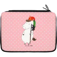Mr. & Mrs. Panda Federmappe Einhorn Junge - Rot Pastell - Geschenk, Federtasche, Mäppchen, Federmäppchen, Bube, Unicorn, Schlampermäppchen, Bleistiftetui, Einhörner