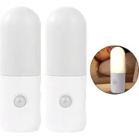 Dopwii 2Pcs Intelligentes LED Nachtlicht mit Bewegungsmelder, USB wiederaufladbar, 3 Lichtfarben, Kinderzimmer & Flur