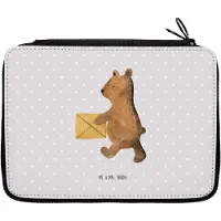 Mr. & Mrs. Panda Mäppchen Bär Zuhause - Grau Pastell - Geschenk, Federtasche, Stifteetui, Teddy, Schlampermäppchen, Etui, Schulmäppchen