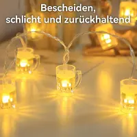 Slyrun LED Bierglas Lichterkette, 1,5 m, 10 warmweiße LEDs, batteriebetrieben, dekorative Bierbeleuchtung für Innen, Bar und Party