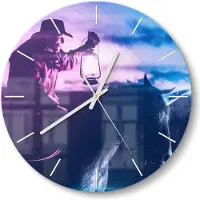 DEQORI Glasuhr Ø30 cm Modern 'Sternenpfad-Reiter' Wanduhr Glas Uhr Design leise Küchenuhr