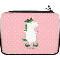 Mr. & Mrs. Panda Schulmäppchen Einhorn Joker - Rot Pastell - Geschenk, Einhörner, Mittelalter, Federmäppchen, Gaukler, Bleistiftetui, Schlampermäppchen, Unicorn, Kasper