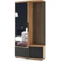 FURMEB Patryk Hojka FurMeb24 SORENTO Kleiderschrank 100x190 cm - Craft Gold und Schwarz- mit Spiegel, linke Seite