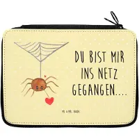 Mr. & Mrs. Panda Mäppchen Spinne Agathe Liebe - Gelb Pastell - Geschenk, Etui, Federmappe, Liebesbeweis, Liebesgeschenk, Verliebt, Bleistiftetui, Schreibmappe