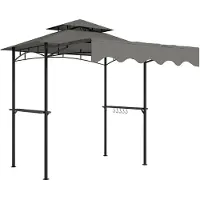 Welikera Grillpavillon 242x232x248 cm wasserabweisend flammhemmend Gartenpavillon mit Doppelschichtdach Grau