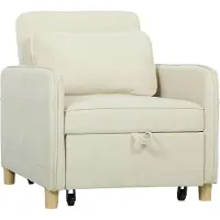 Dopwii Schlafsessel 3 in 1 Umwandelbarer Sessel mit Bettfunktion, Breiter Sitzfläche für Wohnzimmer, Beige