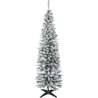 Welikera Künstlicher Weihnachtsbaum, 210 cm, beschneite PVC-Zweige, klappbar, Metallständer, Grün/Weiß