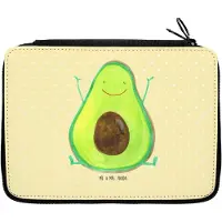 Mr. & Mrs. Panda Federmäppchen Avocado Glücklich - Gelb Pastell - Geschenk, Federtasche, Chaos, Federmappe, Bleistiftetui, Freude, Juhuu, Schulmäppchen, Etui
