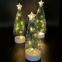 BundiGlassware Tisch-Weihnachtsbaum mit Lichtern 3 Stück Tabletop Weihnachtsbaum mit Lichtern Mini Künstlicher Weihnachtsbaum mit LED Lichterketten Weihnachtsfeier Dekoration Miniatur Tischdekoration