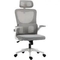 Vinsetto Bürostuhl Ergonomisch, Schreibtischstuhl mit Verstellbar Armlehne, Mesh