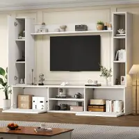 STILVORA TV Wohnwand-set mit Vitrinen (Komplett-Set, 4-St),Mediawand inkl.TV-Board, Standregal und 2 Wandregal,TV Wohnzimmermöbel-Set,TV-Schrank