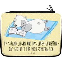 Mr. & Mrs. Panda Etui Sommerglück Motiv - Gelb Pastell - Geschenk, Federmäppchen, Sommerferien, Federtasche, Schlampermäppchen, Designs, Summer Feelings, Sommergefühle