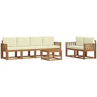 vidaXL Outdoor-Sofagarnitur 7 stk. Natur und Creme