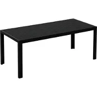 Dopwii Gartentisch Kunststoff 190 x 84,5 x 72 cm Wetterfest, Holz Optik, Holzstrukur, rutschfest Buffettisch Campingtisch Balkontisch Terrassentisch Outdoor Esstisch für Garten, Balkon Schwarz
