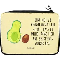 Mr. & Mrs. Panda Federmäppchen Avocado Kern rollt - Gelb Pastell - Geschenk, Schlamper, Mäppchen, Babyparty, Federmappe, Liebe, Säugling, Etui, Geburtstag, Avocados