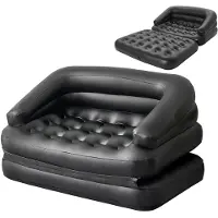 Dopwii Multifunktionales Doppelschlafsofa 5-in-1,Aufblasbares Sofa & Luftbett, Campingliege, 188×152×64 cmLuftsofa aufblasbares , PVC, schwarz, ohne Pumpe