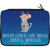 Mr. & Mrs. Panda Federmäppchen Stier Astrologie - Sternenhimmel Blau - Geschenk, Sternzeichen, Mäppchen, reiseetui, Federtasche, Schlampermäppchen, Tierkreiszeichen