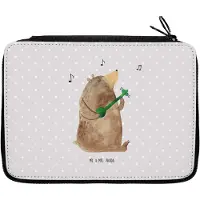 Mr. & Mrs. Panda Schlampermäppchen Bär Lied - Grau Pastell - Geschenk, Mäppchen, Herz, Stiftemappe, Federtasche, Bleistiftetui, Frau, Teddy, Federmäppchen, Freundin