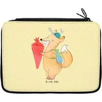 Mr. & Mrs. Panda Federmappe Fuchs Schulkind - Gelb Pastell - Geschenk, Lustige Sprüche, Federmäppchen, Mäppchen, Schuletui, Etui, reiseetui, Bleistiftetui
