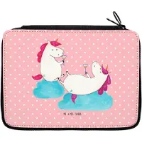 Mr. & Mrs. Panda Federtasche Einhorn Sekt - Rot Pastell - Geschenk, Schreibmappe, reiseetui, Unicorn, Korken, Mäppchen, Spaß, Freundinnen, Party, Federmäppchen, BFF