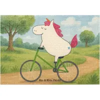 Mr. & Mrs. Panda Puzzle Einhorn Radfahrer Design 1500 Teile - Weiß - Geschenk, 2000, Geduldspiel, Einhörner, 500, Unicorn, Bike, Puzzlespiel, Konfetti