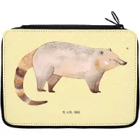 Mr. & Mrs. Panda Federmäppchen Nasenbaer - Gelb Pastell - Geschenk, Etui, Nasenbär, Mäppchen, Stifteetui, Bleistiftetui, Bär, Rüsselbär, Federtasche, Nasenbären