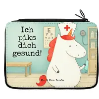 Mr. & Mrs. Panda Schüleretui Einhorn Krankenschwester Design - Weiß - Geschenk, Unicorn, Schlampermäppchen, Ärztin, Krankenpflegerin, Mäppchen, Etui, Federmäppchen