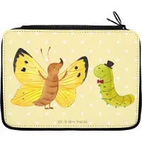 Mr. & Mrs. Panda Schlampermäppchen Raupe Schmetterling - Gelb Pastell - Geschenk, Schönheit, Etui, Hut, Mäppchen, Zitronenfalter, Bleistiftetui, Federtasche, Kokon