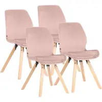 CLP Esszimmerstuhl 4er Set gepolstert Luna, moderner Polsterstuhl mit Rückenlehne pink Material Samt