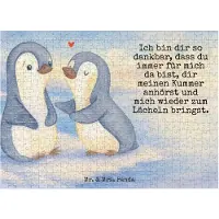 Mr. & Mrs. Panda Puzzle Pinguine trösten Design 551 Teile - Weiß - Geschenk, für Freundin, 2000, 1500, Jahrestag, Partner, 500, Valentinstag, Frauen, Puzzlespiel, 300