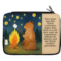 Mr. & Mrs. Panda Federmäppchen Bär & Marienkäfer Lagerfeuer Design - Weiß - Geschenk, Mäppchen, Federmappe, Stifteetui, Schlampermäppchen, Teddy, Schreibmappe