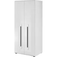Furniture24 Kleiderschrank TULSA 18, Schrank, Wohnzimerschrank, Drehtürenschrank mit 2 Türen, 1 Einlegeboden und 1 Kleiderstange Weiß Hochglanz