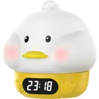 Dopwii Digitale LED Kinderwecker Nachtlicht, Enten Design, Wiederaufladbar, Doppelalarm & Schlummerfunktion, 9 Farbmodi, Touch Nachtlicht
