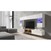 Fun Moebel Mediawand Wohnwand 7 tlg - KAVOS 3 - Weiss Hochglanz inkl.LED