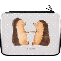Mr. & Mrs. Panda Federtasche Igel Liebe - Grau Pastell - Geschenk, Etui, Hochzeitstag, Hochzeit, Freund, Freundin, Federmappe, Mäppchen, Schreibmappe, Schlampermäppchen