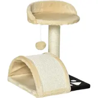 MEIYOU Kratzbaum / Katzenbaum – Mit Spielbällen, Sisalseil-Kratzstangen, Farbe: Beige, Maße: 35,5 × 37 × 46 cm.