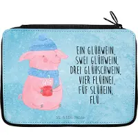 Mr. & Mrs. Panda Federmappe Schweinchen Glühwein - Eisblau - Geschenk, Federmäppchen, Etui, Schlampermäppchen, Betrunken, Weihnachtsmarkt, für Stifte, Weihnachten, Spruch