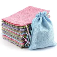 Zimtky Jutesäckchen mit Kordelzug Bunte, 11 Stück Säckchen, 10 x 14 cm Wiederverwendbare Stoffbeutel Klein für Schmuck Tee Kaffee Gewürze Süßigkeiten Basteln