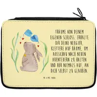 Mr. & Mrs. Panda Mäppchen Hase Blume - Gelb Pastell - Geschenk, Träume, Etui, Federmappe, Geburt, Stifte, Schlampermäppchen, Geburtstag, Schwangerschaft, Ostern