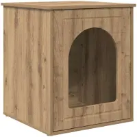 vidaXL Katzenhaus Kunsthandwerk Eiche 53 x 52 x 62 cm Holzwerkstoff