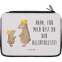 Mr. & Mrs. Panda Stifte Etui Bären mit Hut - Grau Pastell - Geschenk, Schlampermäppchen, Muttertag, Federmappe, Schreibmappe, Federtasche, Mäppchen, Papa, Bär, Vatertag