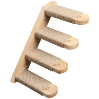 Dopwii Katzen-Kletterwand aus Gummibaumholz – Wandliege & Treppe mit Sisal, stabile Wandmontage für Katzen bis 15 kg