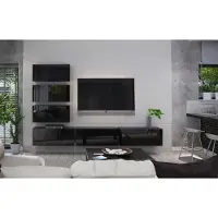 Fun Moebel Mediawand Wohnwand 6 tlg - NEXI XL 4 - Schwarz Hochglanz